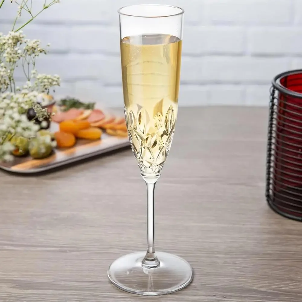 NWT Plastic 8 Pcs Shatterproof Reusable Plastic Champagne Flutes, 5 oz